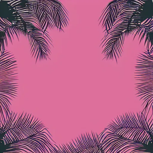 Image similar to “vector art of 3 abstract palm trees, pink background”
