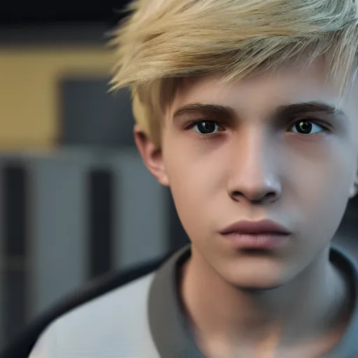 Prompt: detailed face of boy with blonde hair and brown eyes, unreal engine 5 rendered, incredibly highly detailed and realistic, 8 k, sharp focus, studio quality