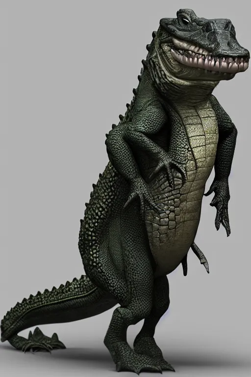 Image similar to a alligator wearing a formal overcoat, portait photo profile picture, hyperrealistic concept art, octane render, unreal engine 5, digital art hi