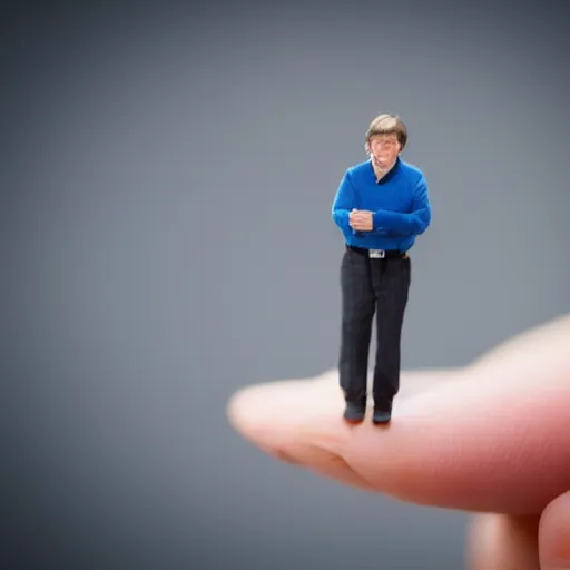 Prompt: very tiny bill gates in the palm of my hand, looking up at the camera, hyper realistic photo, highly detailed, sharp focus, depth of field