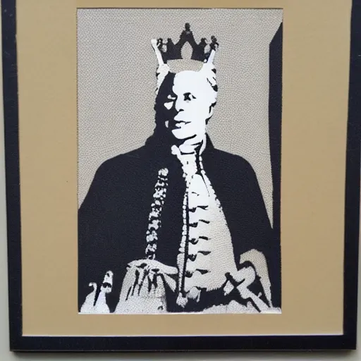 Image similar to individual king george iii silk screen portrait banksy style