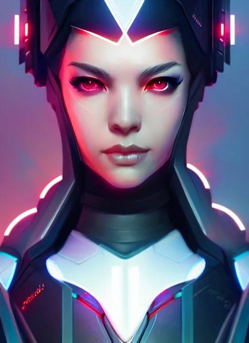 Prompt: symmetry portrait of ashe from overwatch, closeup, sci - fi, tech wear, glowing lights intricate, elegant, highly detailed, digital painting, artstation, concept art, smooth, sharp focus, illustration, art by artgerm and greg rutkowski and alphonse mucha
