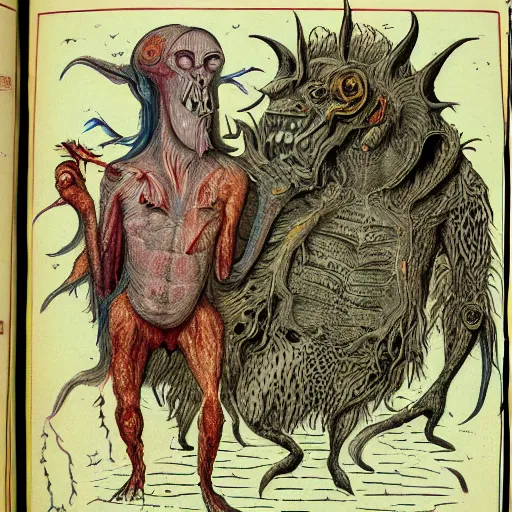 Image similar to bizarre bestiary of repressed unconscious emotional monsters and creatures