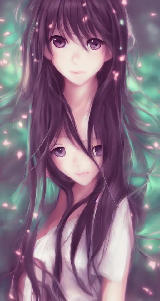 Image similar to a cute anime girl portrait, Realistic, digital art, cinematic, anime style ,