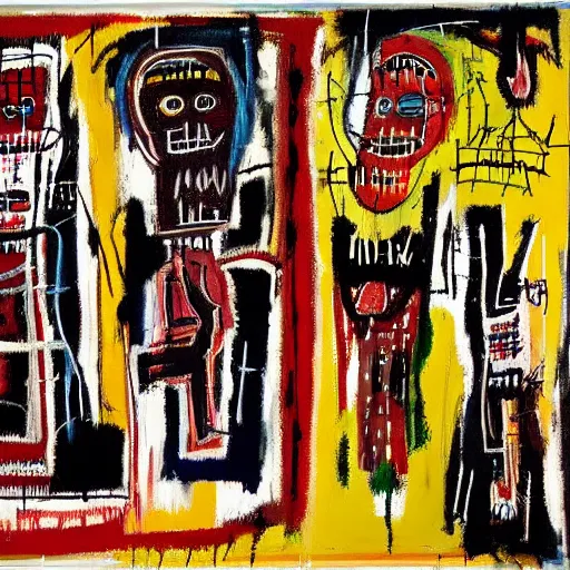 Image similar to a painting jean - michel basquiat did when he was deeply schizophrenic