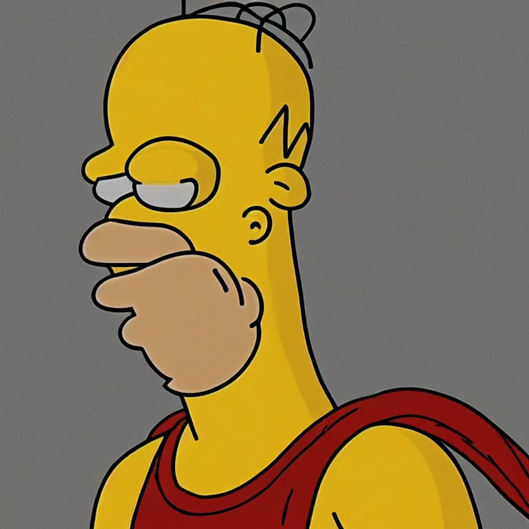 Image similar to portrait of homer simpson in renaissance pose, cartoon style