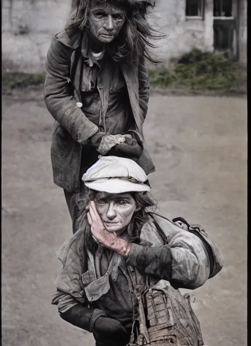 Image similar to hyper detailed bright photograph of a tired delivery girl by don mccullin, color, dslr