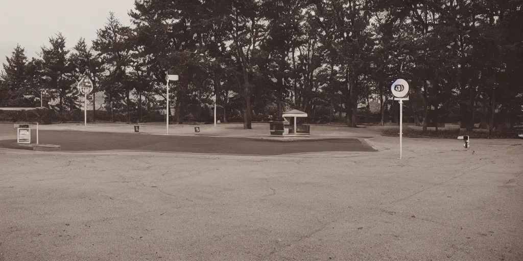 Image similar to a lonely port byron travel plaza in the middle of no where, sunset, eerie vibe, leica, 2 4 mm lens, 3 5 mm kodak film, directed by charlie kaufman, f / 2 2, anamorphic