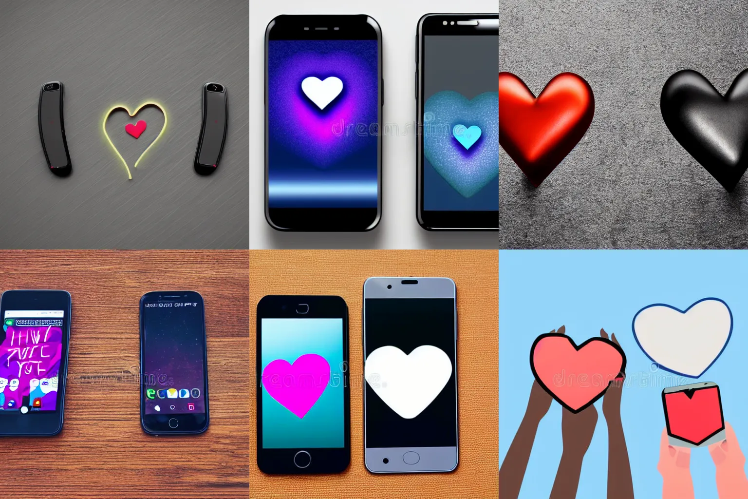 Prompt: Two phones heart through the air. hi-res stock Illustrating. 2 phones