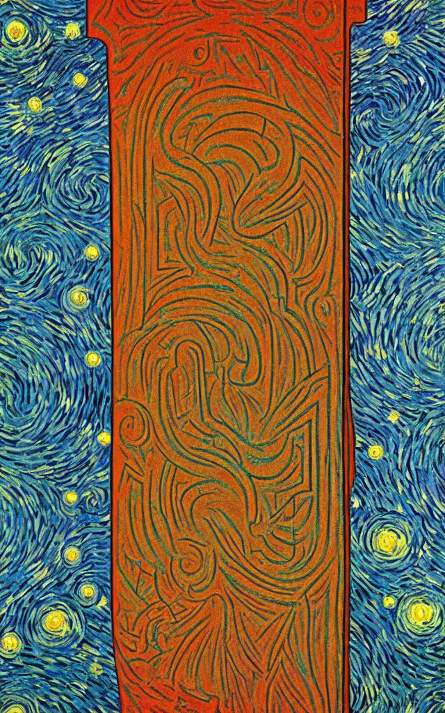 Image similar to rectangular portal gate to another world. fractal. retro minimalist art by jean giraud and van gogh