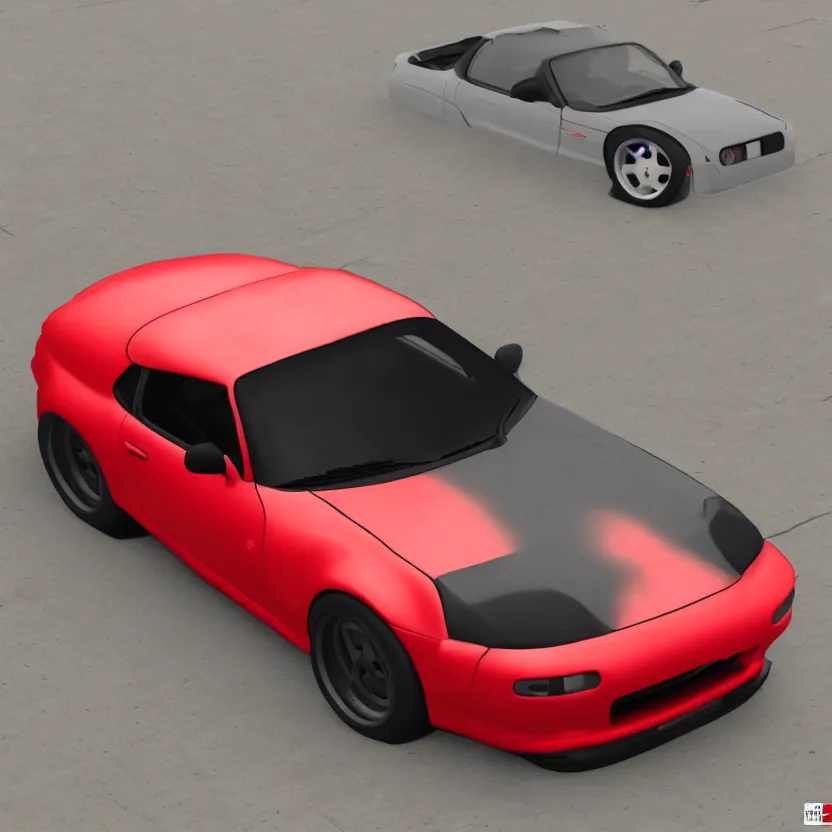 Image similar to supra mk 4, miata na, kyza saleem, realistic, 4 k, red