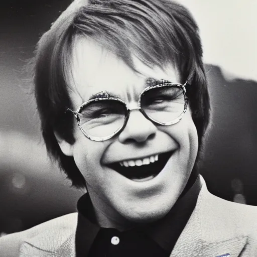 Prompt: Elton John Age 25, Dodgers Stadium concert in 1975, ultradetailed, polaroid picture, enhanced quality polaroid photo, 4k n- 9