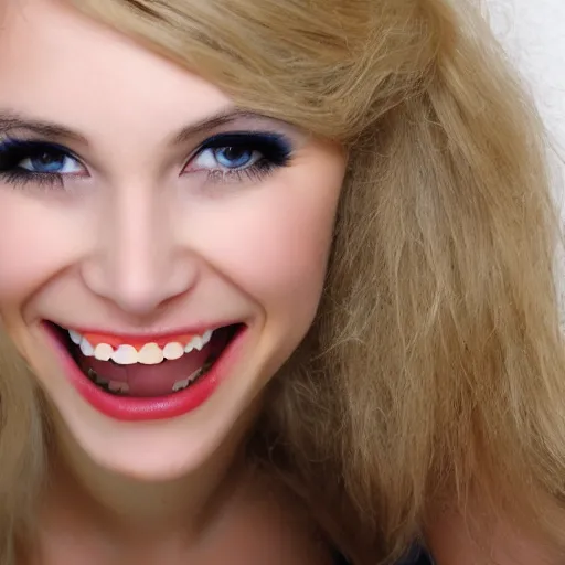 Image similar to young blonde woman with long fangs