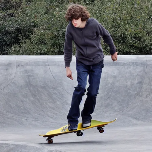 Image similar to jesse eisenberg, at a skatepark