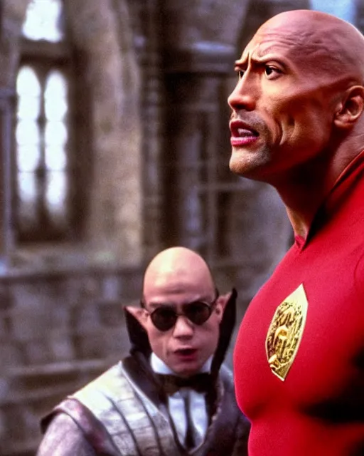 Image similar to film still close up shot of dwayne johnson in the movie harry potter and the philosopher's stone. photographic, photography