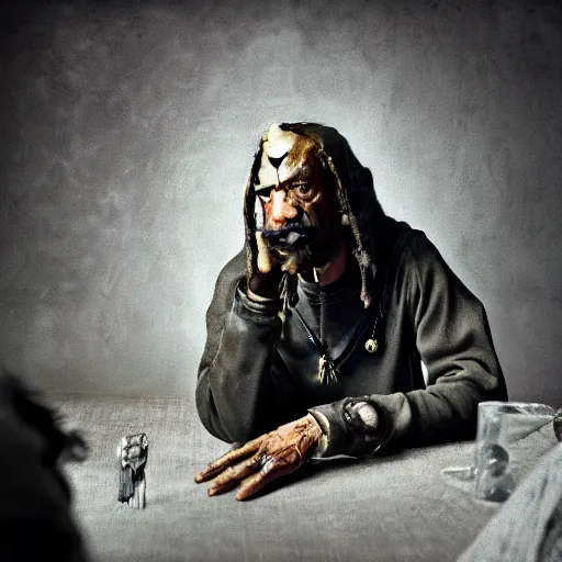 Image similar to candid portrait of snoop dogg in skyrim, taken by annie leibovitz