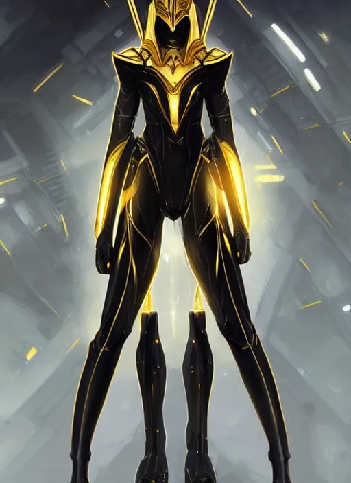 Image similar to woman wearing black and gold anubis cybertech armor. character design by charlie bowater, ross tran, artgerm, and makoto shinkai, detailed, inked, western comic book art