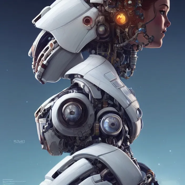 Image similar to portrait of a robot astronaut, floral! horizon zero dawn machine, intricate, elegant, highly detailed, digital painting, artstation, concept art, smooth, sharp focus, illustration, art by artgerm and greg rutkowski and alphonse mucha, 8 k