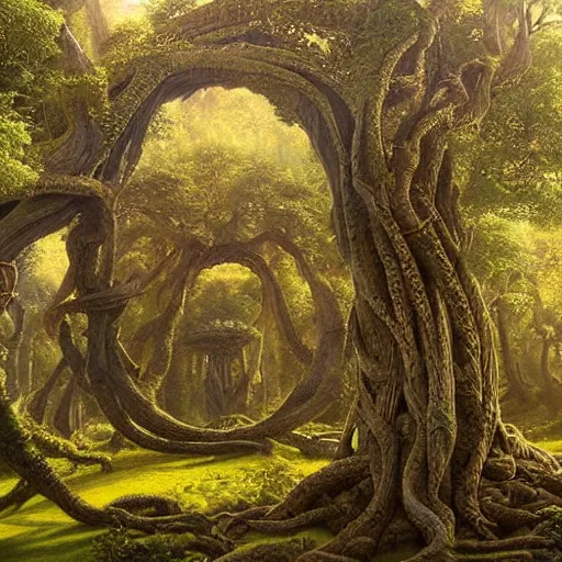 Prompt: a beautiful and highly detailed matte painting of a giant tree in a magical garden in lush forest in the valley of dreams, celtic knots, intricate details, epic scale, insanely complex, 8 k, sharp focus, hyperrealism, very realistic, by caspar friedrich, james gurney, brian froud,