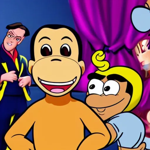 Image similar to curious george at stripclub in fortnite