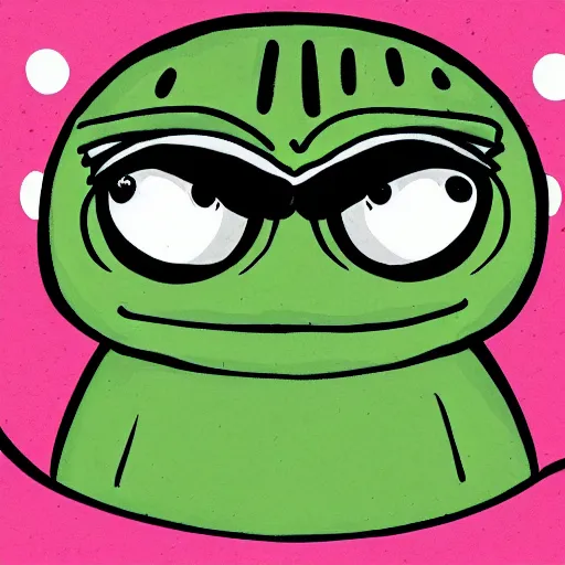 Prompt: pepe the frog, anime, illustration