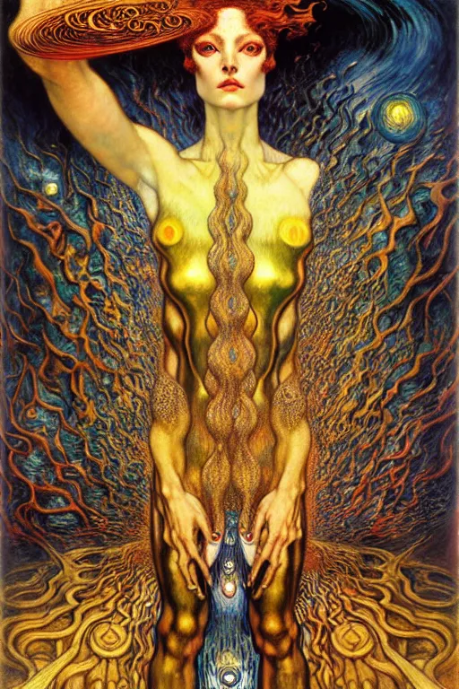 Image similar to Divine Chaos Engine by Karol Bak, Jean Delville, William Blake, Gustav Klimt, and Vincent Van Gogh, symbolist, visionary