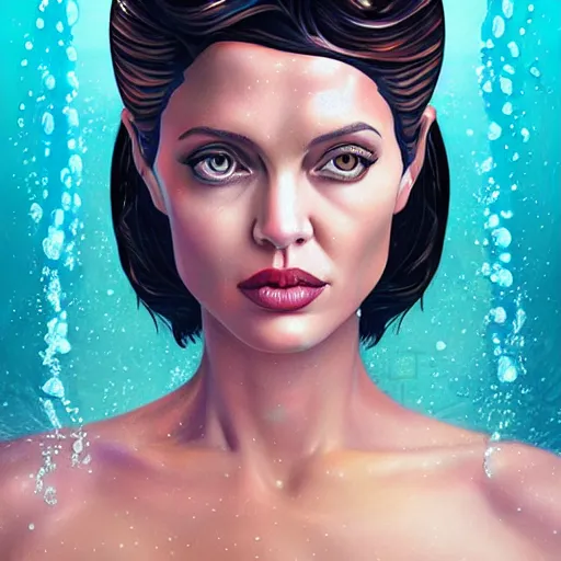 Image similar to underwater lofi portait of angelina jolie, Pixar style, by Tristan Eaton Stanley Artgerm and Tom Bagshaw.