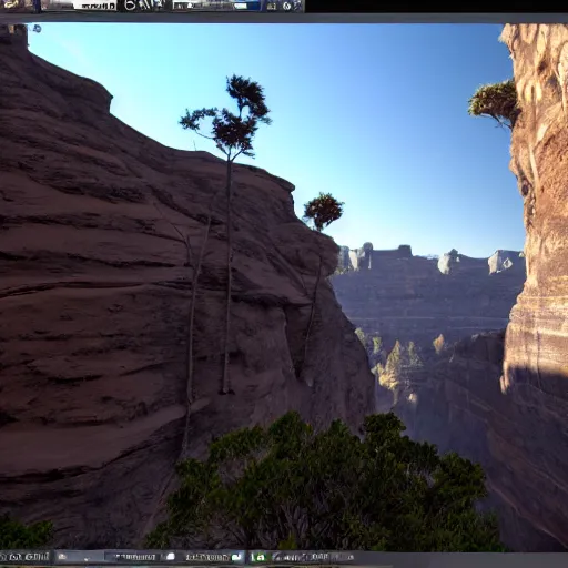 Prompt: canyon in between mountains, unreal engine, high detail, realism, award winning, detailed lighting