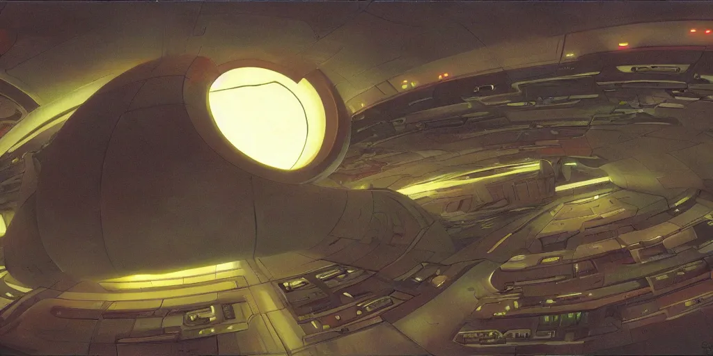 Prompt: a giant apple spaceship by aaron horkry and ralph mcquarrie