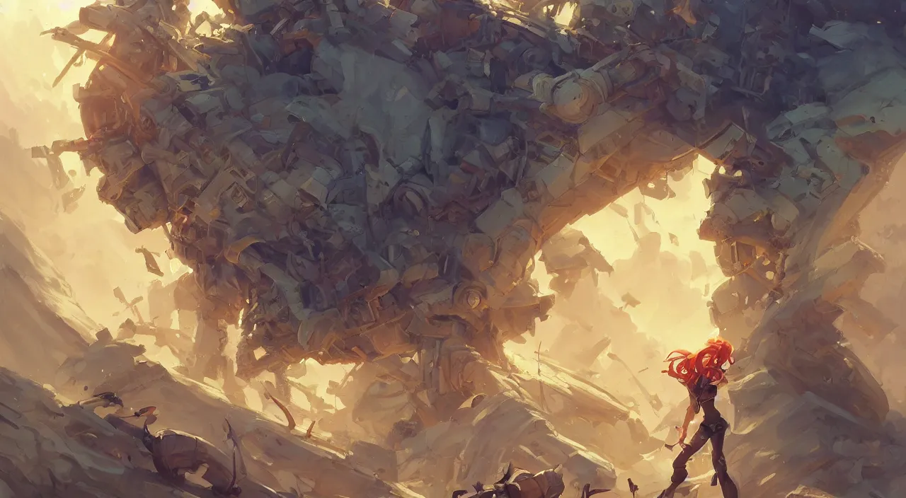 Image similar to open door wood wall fortress greeble block amazon jungle vanillaware post - processing illustration wide angle action dynamic portrait official fanart behance hd artstation by jesper ejsing, by rhads, makoto shinkai and lois van baarle, ilya kuvshinov, rossdraws