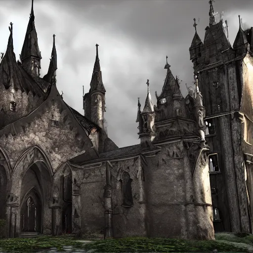 Image similar to gothic vampire castle, realistic, highly detailed, hd, unreal engine, guillermo del toro