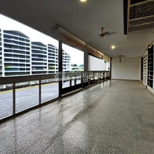 Prompt: a void deck in a hdb flat