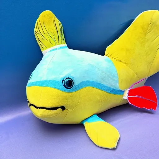 Prompt: a large Dory plush toy, realistic