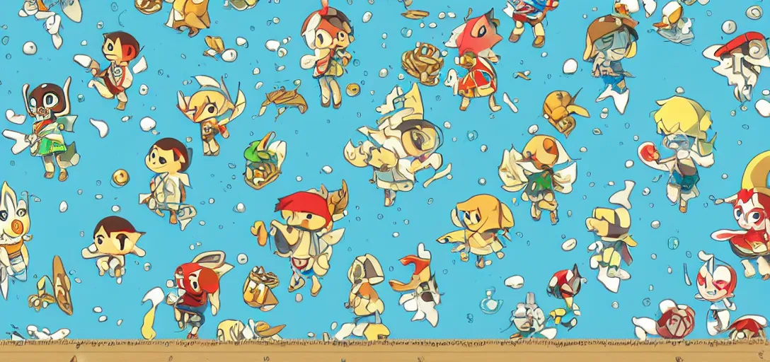 Image similar to pattern of water, wind waker, animal crossing, summer