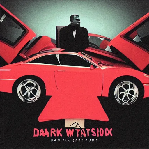 Image similar to kanye west my beautiful dark twisted fantasy cover art with jdm cars