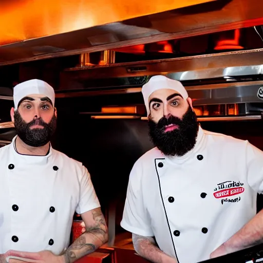 Image similar to ethan klein and keemstar on an episode of hell's kitchen