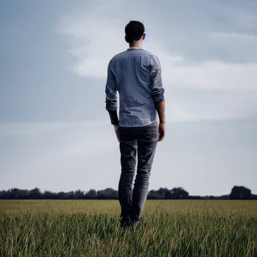 Prompt: a man standing in a field, 4k