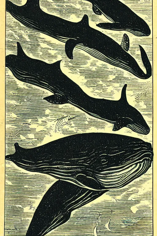 Image similar to cover scan of victorian book about whales