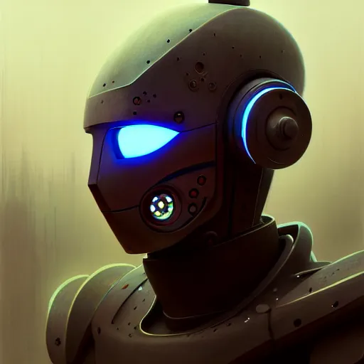 Image similar to detailed character concept art portrait of a masked robot in a city, trending on artstation, award - winning video game concept art by jim burns and greg rutkowski, beksinski, a sci - fi concept art masterpiece, james gilleard, bruegel, alphonse mucha, and yoshitaka amano.