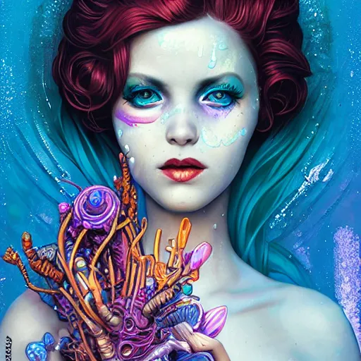 Image similar to Lofi mermaid BioPunk BioShock portrait, Pixar style, by Tristan Eaton Stanley Artgerm and Tom Bagshaw.