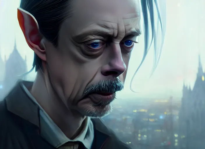 Prompt: a film still portrait of steve buscemi elven king, finely detailed features, cinematic lighting, perfect art, night cyberpunk city, intricate, anime, gapmoe grimdark, artstation, trending on pixiv fanbox, painted by greg rutkowski makoto shinkai takashi takeuchi studio ghibli, akihiko yoshida, 4 k