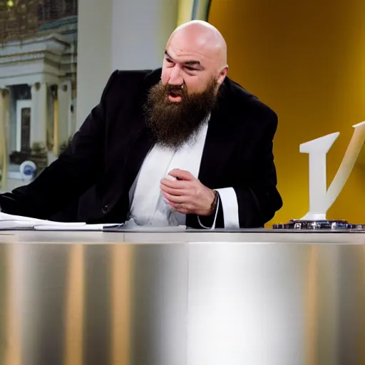 Image similar to Orthodox priest beard Kevin O'Leary investing in a company, in Shark Tank (2016)