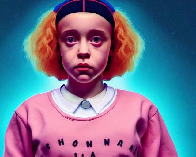 Image similar to Doja Cat As Eleven From Stranger Things, Full Figure, 8K, octane render, HDR, photorealistic, volumetric lighting, Hyperrealistic-H 960