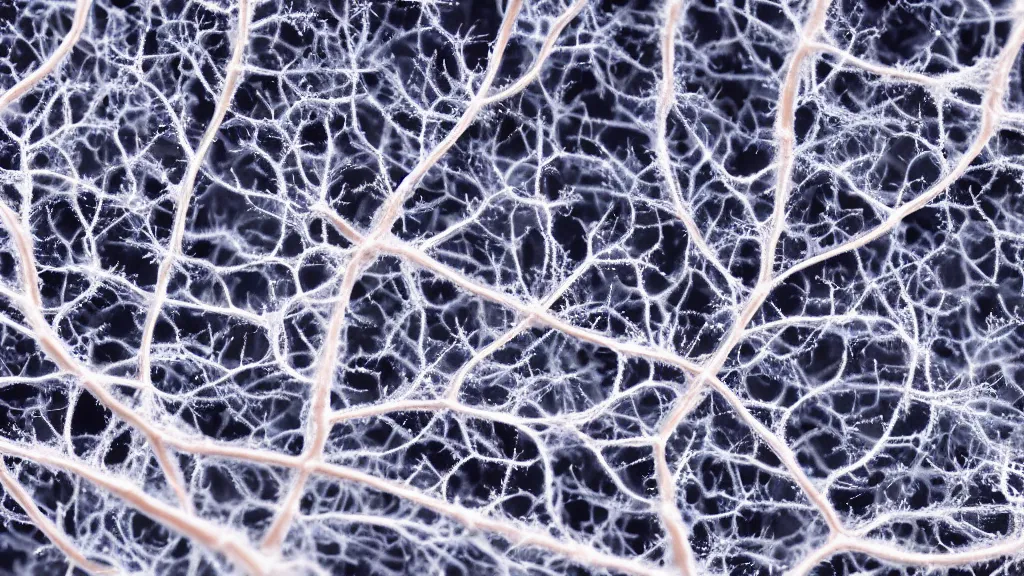 Prompt: a mineral network of neurons and dendrites, macro, photography, scientific