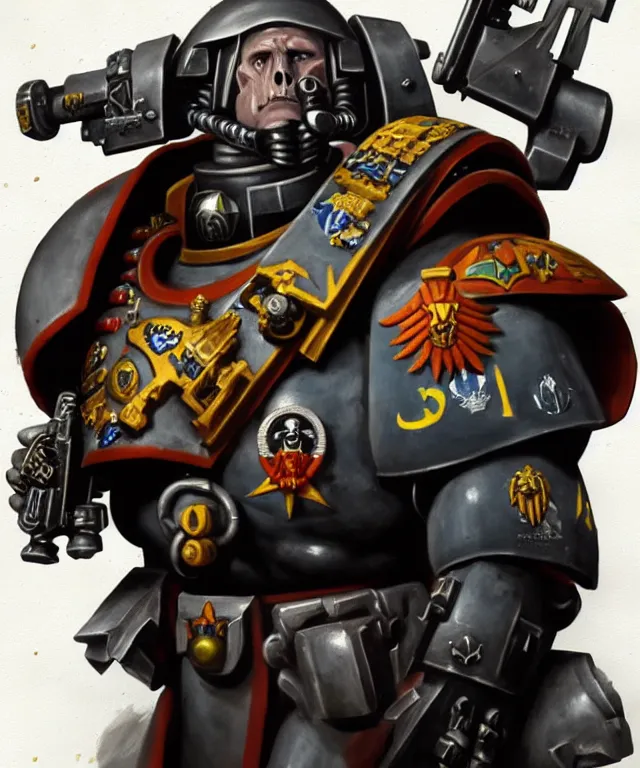 Prompt: Keir Starmer as a Warhammer 40k Space Marine, portrait, highly detailed, intricate, concept art, artstation