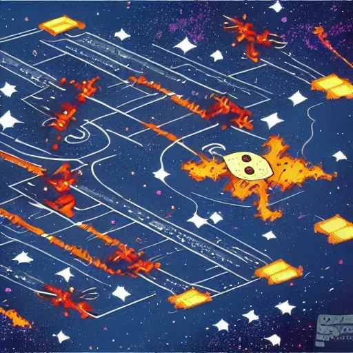 Image similar to intricate space battle in the style of mark cooper