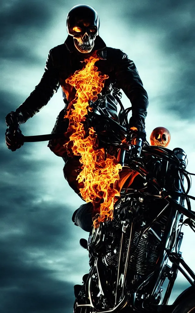 Prompt: keanu reeves as ghost rider, cinematic, moody lighting, cinematic lighting, insanely detailed and intricate, hyper realistic, super detailed