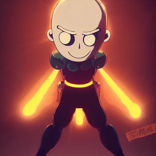 Image similar to saitama as cuphead endgame boss ingame shot from cuphead, artistic pose, digital art, fantasy, endgame boss, smooth, cinematic perspective, smooth, artstation, behance, deviantart