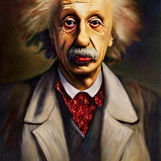 Prompt: chickenpox einstein portrait