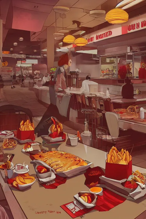 Image similar to the fast food restaurant of the dead, artstation